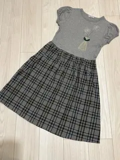【新品未使用】　ファミリア　半袖ワンピース　チェック 150cm