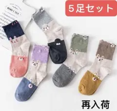 再入荷 5足組　かわいい動物キャラクター靴下　レディース　まとめ売り　保育士