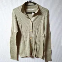 AMICAL ベージュ リブ編み カーディガン LL