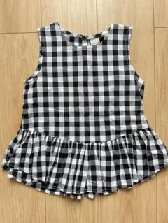 petit main ギンガムチェック ノースリーブ ブラウス120cm