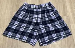 チェック柄ハーフパンツ ネイビー・パープル　160センチ