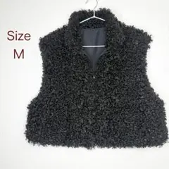 プードルボア　ジップベスト　Mサイズ　ボアベスト　ショート丈　ブラック