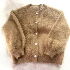 キャラメルブラウン シャギーカーディガン M L