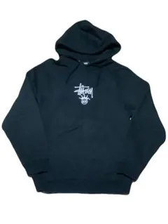 美品 STUSSY クラウン センターロゴ プルオーバー パーカー 黒 M