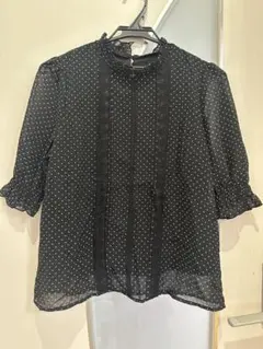 ◇MAJESTIC LEGON◇ドット柄シフォンブラウス 半袖 Mサイズ