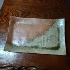 織部 椿文角皿 295x225mm 陶器 - メルカリ
