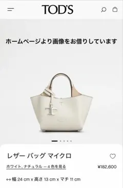 トッズ TOD'S バッグ Tタイムレス　マイクロ ホワイト,ナチュラル 美品
