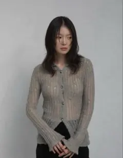 カーディガン ohotoro Feather Damage Cardigan /gray feather damage cardigan | OHOTORO