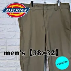 V998【Dickies】刺繍ロゴ ワークパンツ【メンズ38×32】ベージュ