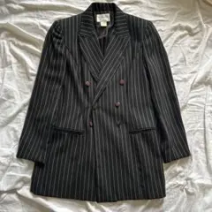 Hugo Buscati黒白ストライプ ダブルブレストジャケットレトロモダン