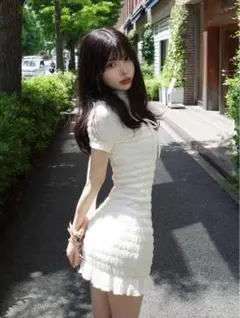 ダーリッチ リボンシャーリングミニワンピース