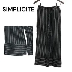 美品‼️SIMPLI CITE 黒×白ストライプ カジュアル　ウエストゴムパンツ