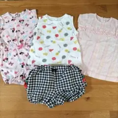 女の子4枚セット　ミニーちゃん　ロンパース　カバーオール　春　夏　フルーツ柄