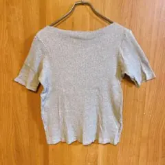 【UNIQLO】ユニクロ　ボートネック　カットソー　半袖　グレー　Lサイズ