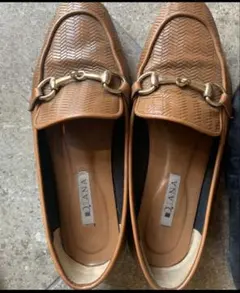 専用ページブラウンレザー ローファー 編み込みデザイン