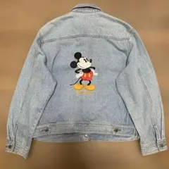 ディズニー.ミッキーマウス.デニムジャケット.ヴィンテージ.古着.刺繍.XL