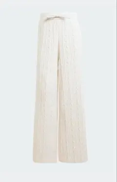 アイボリー ケーブルニット ワイドパンツ
