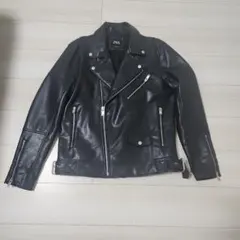 【ZARA】ザラ ダブルライダースジャケット フェイクレザー ブラック