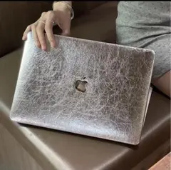 シルバー クラック加工 MacBookカバー　ケース