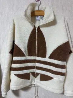 adidas フリースジャケット M アイボリー/ブラウン