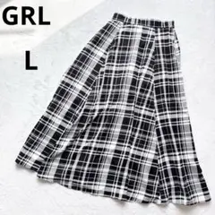 GRL グレイル チェック柄フレアスカート【L】Aライン ウエストゴム モノクロのサムネイル