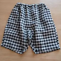 黒白チェック柄バレルパンツ 100cm(はんどめいど)