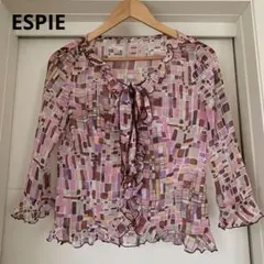 フリルブラウス リボン付き 透け感 エスピエ