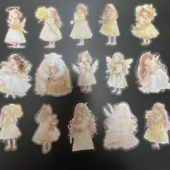 少女と動物の金箔押しステッカー 30枚セット