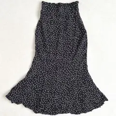 LAUIR ドット柄 マーメイド スカート S スリット 総柄 バックゴム 黒