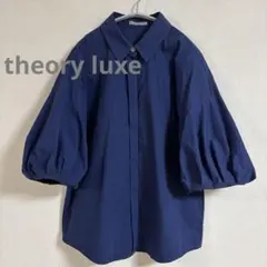 theory luxe シルク混　パフスリーブブラウス　シャツ　ブルー