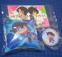 【くらずし】名探偵コナン クッション＆缶バッジ＆ステッカーセット