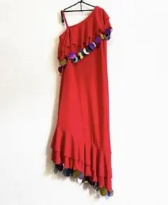 ベリーダンス ミラーヤドレス ✨レッド L size