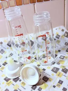 【Pigeon】ガラス製スリムタイプ哺乳瓶／容量200-240ml　★チクビ付属