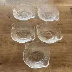 葉脈デザイン ガラスプレート 18cm 5枚セット