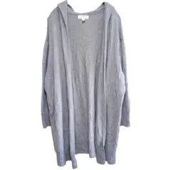 希少 XXL POPSUGAR ロングニットカーディガン 羽織り グレー フード