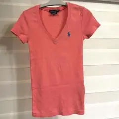 Ralph Lauren コーラルピンク Vネック 半袖Ｔシャツ