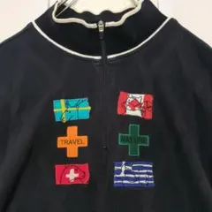 90sカステルバジャック アニマル国旗刺繍 長袖シャツXL レトロ ヴィンテージ