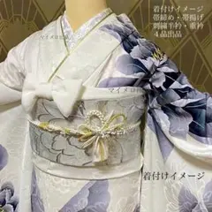 帯締め 帯揚げ 重衿 刺繍半衿 人気バイカラー 白 4点 振袖 コーデ 新品 