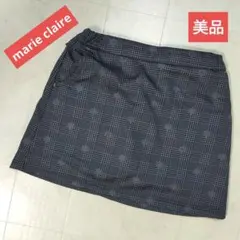marie claire　美品　スカート　L　濃いグレー　チェック柄　花柄のサムネイル