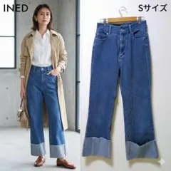 イング INGNI ロールアップ デニム パンツ ハイウエスト ワイド ジーパン