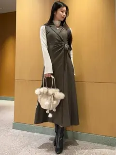 【2025AW今季新作】Sustainableサイドプリーツテーラードワンピース