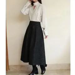 SAISON DE PAPILLON フクレジャガードフレアハイウエストスカート