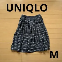 UNIQLO ドット柄 フレアスカート ネイビー Mサイズのサムネイル