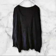 Vネックニットルーズフィットトップス　黒　ブラック