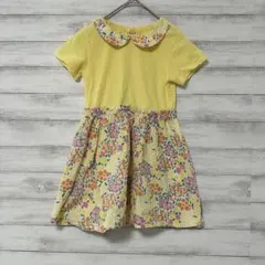 ムージョンジョン ワンピース 花柄 イエロー 110cm キッズ 女の子