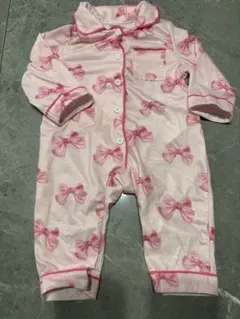 SHEIN ピンク リボン柄ロンパース EU 50-56☆派手ロンパース