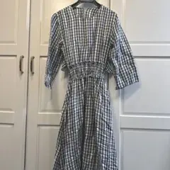 ミラオーウェン　チェック柄長袖ロングワンピース