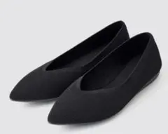 GUウォッシャブルニットフラットシューズ　ブラック23センチ