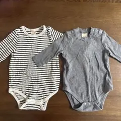プティマイン　80 長袖　ロンパース　まとめ売り　ボーダー　グレー　無地