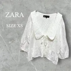 ザラ　ZARA　ブラウス　シャツ　襟付き　七分袖　大人可愛い　綺麗め　ホワイト